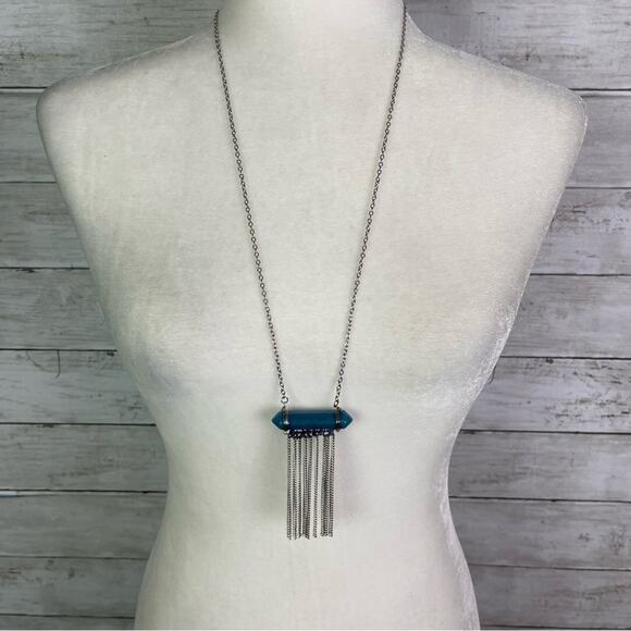 Express Turquoise Stone Fringe Pendant Necklace - Picture 1 of 3